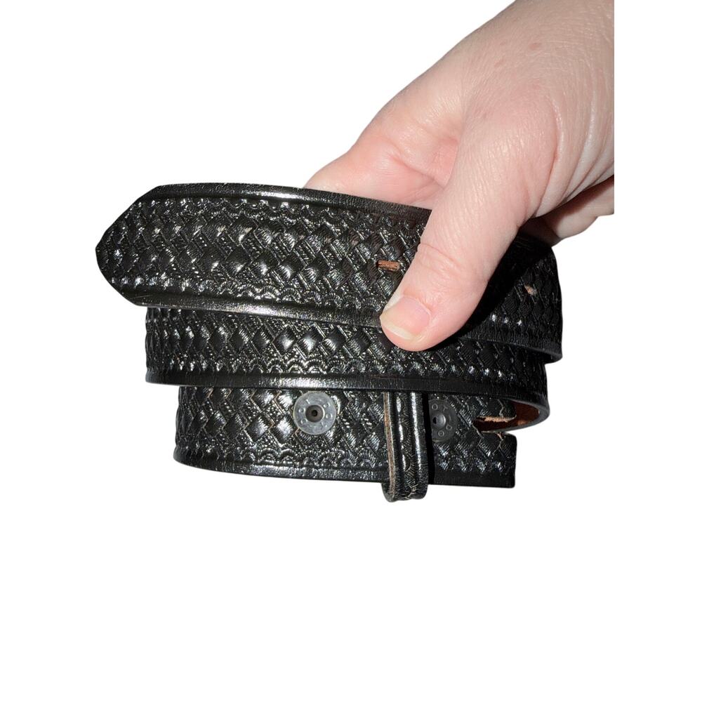 Vintage Don Hume black leather embossed belt blank 38 Oklahoma USA made western